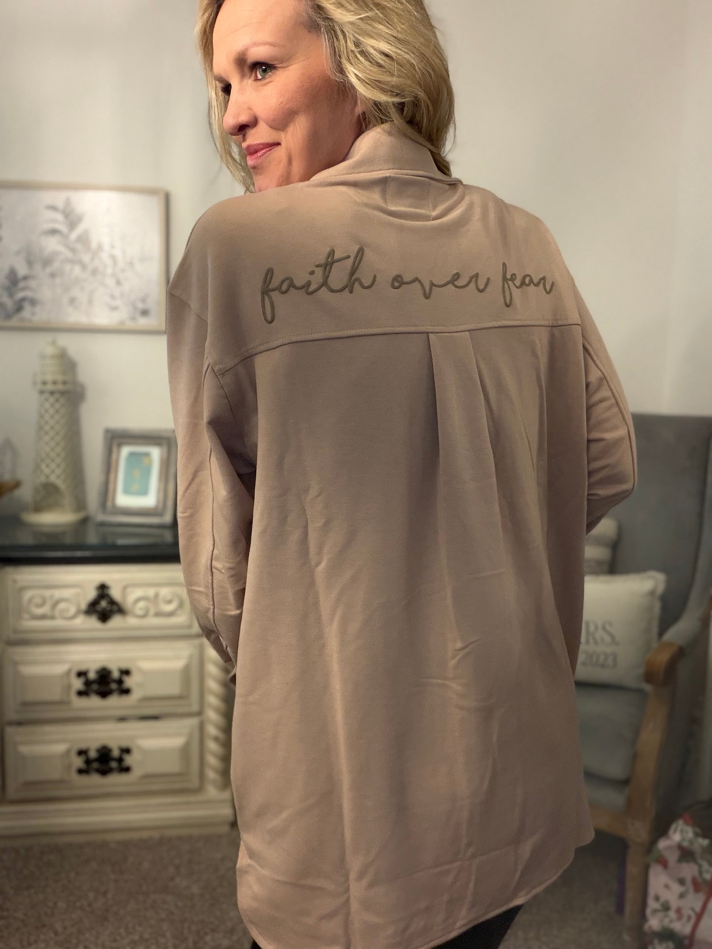 Faith Over Fear French Terry Shacket