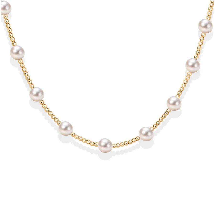 Gold Filled Beaded Necklace with Pearls